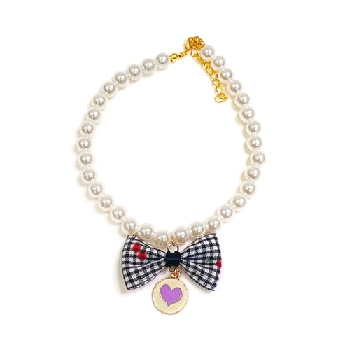 HUAJINGKEJI Modisches Katzenhalsband mit Schleife, Dekoration, Haustier-Perlen-Halskette, Welpen, Kätzchen, Zubehör, verstellbare Haustierhalsbänder HUAJINGKEJI Modisches Katzenhalsband mit Schleife, Dekoration, Haustier-Perlen-Halskette, Welpen, Kätzchen, Zubehör, verstellbare Haustierhalsbänder von HUAJINGKEJI