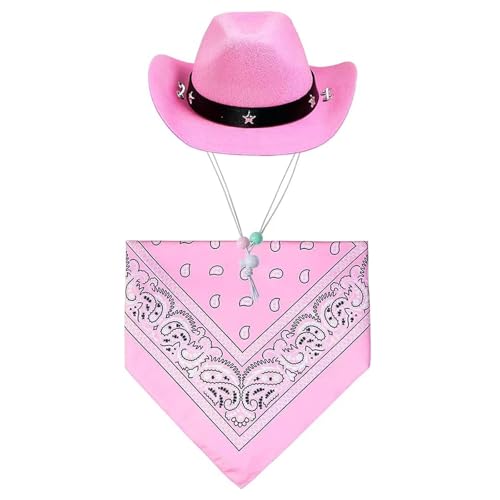 HUAJINGKEJI Western-Haustiermütze, Halstuch, Halsband und Hunde-Kostüm, Mütze, verstellbar, Halloween-Requisiten, Kopfbedeckung HUAJINGKEJI Western-Haustiermütze, Halstuch, Halsband und Hunde-Kostüm, Mütze, verstellbar, Halloween-Requisiten, Kopfbedeckung von HUAJINGKEJI