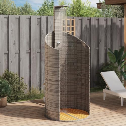 HUAKEHOM Gartendusche Outdoor Dusche mit Lattenboden Stahlrahmen Terrassendusche für Pool Schwimmbad Gartenmöbel Terrassenmöbel Grau 100x100x241,5 cm Poly Rattan Akazienholz HUAKEHOM Gartendusche Outdoor Dusche mit Lattenboden Stahlrahmen Terrassendusche für Pool Schwimmbad Gartenmöbel Terrassenmöbel Grau 100x100x241,5 cm Poly Rattan Akazienholz von HUAKEHOM