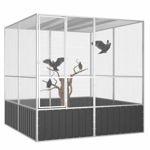 HUAKEHOM Vogelkäfig Anthrazit 213,5x217,5x211,5 cm Verzinkter Stahl von HUAKEHOM