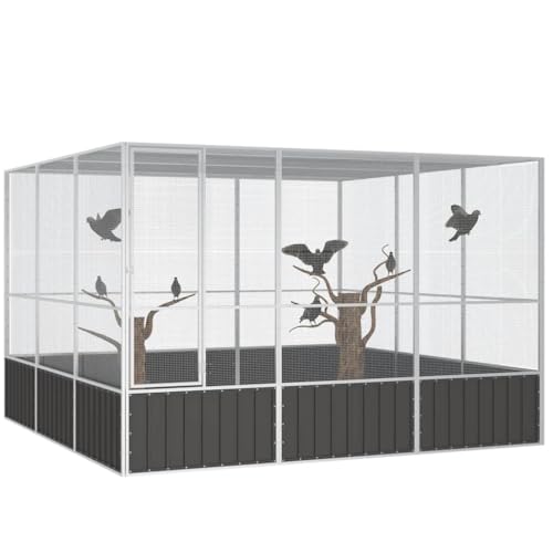 HUAKEHOM Vogelkäfig Anthrazit 302,5x324,5x211,5 cm Verzinkter Stahl von HUAKEHOM