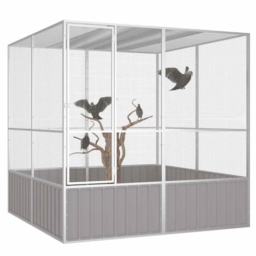 HUAKEHOM Vogelkäfig Grau 213,5x217,5x211,5 cm Verzinkter Stahl von HUAKEHOM