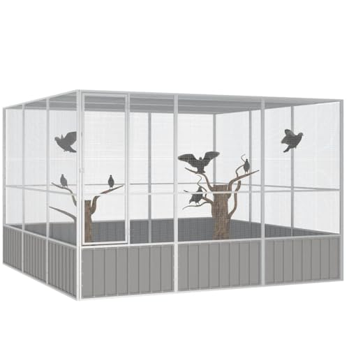 HUAKEHOM Vogelkäfig Grau 302,5x324,5x211,5 cm Verzinkter Stahl von HUAKEHOM