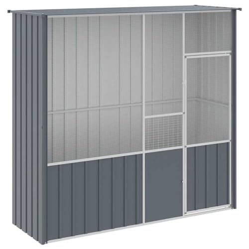 HUAKEHOM Voliere Anthrazit 215x78x200 cm Verzinkter Stahl von HUAKEHOM