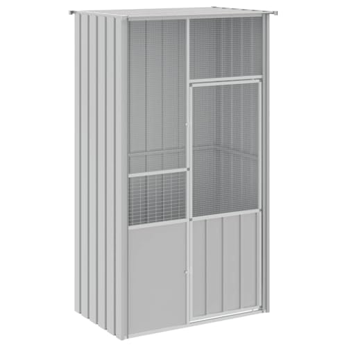 HUAKEHOM Voliere Grau 115x78x200 cm Verzinkter Stahl von HUAKEHOM