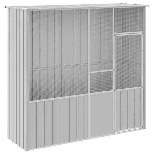 HUAKEHOM Voliere Grau 215x78x200 cm Verzinkter Stahl von HUAKEHOM