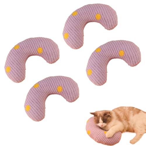 Beruhigendes Katzenkissen für Kätzchen und Welpen, weiches, flauschiges U-förmiges Haustierkissen, kaufest, für den Kopf, ideal für Indoor-Katzen, Schlaf- und Angstlinderung (lila) von HUAMIAN
