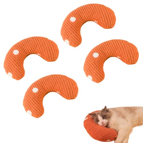 Beruhigungskissen für Katzen für Kätzchen und Welpen, weiches, flauschiges U-förmiges Haustierkissen, kaufest, für den Kopf, ideal für Indoor-Katzen, Schlaf- und Angstlinderung (Orange) von HUAMIAN