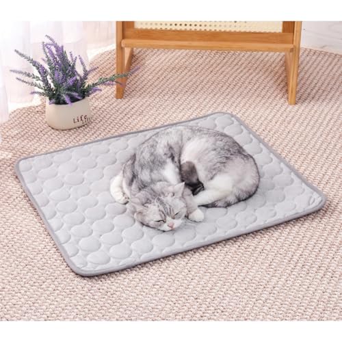 HUAMIAN Kühlmatte für Hunde, 100 x 75 cm, sofortiges Kühlkissen für Hunde und Katzen, Eisseidenstoff, doppelseitige Haustier-Kühlmatte, Sommerzubehör für Haustiere, Wärmeentlastung (Grau) von HUAMIAN