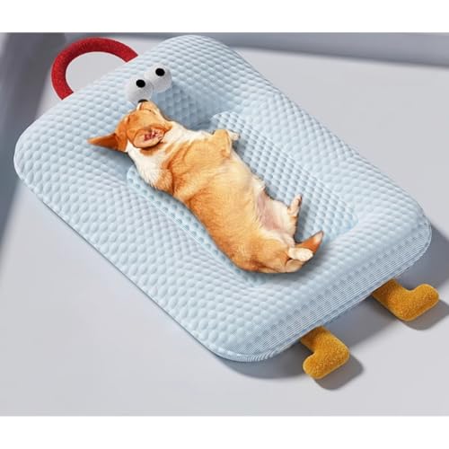 HUAMIAN Kühlmatte für Hunde, Eisseide, weich, kühlendes Hundebett mit Kissen und Griff und glattem Reißverschluss, rutschfeste Unterseite, kühlendes Kissen für Hunde und Katzen für heiße Sommer HUAMIAN Kühlmatte für Hunde, Eisseide, weich, kühlendes Hundebett mit Kissen und Griff und glattem Reißverschluss, rutschfeste Unterseite, kühlendes Kissen für Hunde und Katzen für heiße Sommer von HUAMIAN