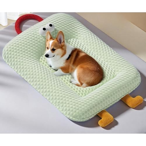 HUAMIAN Kühlmatte für Hunde, Eisseide, weich, kühlendes Hundebett mit Kissen und Griff und glattem Reißverschluss, rutschfeste Unterseite, kühlendes Kissen für Hunde und Katzen für heiße Sommer von HUAMIAN