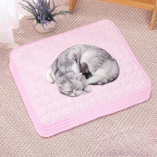 HUAMIAN Kühlmatte für Hunde, sofortiges Kühlkissen für Hunde und Katzen, Eisseidenstoff, doppelseitig, für den Sommer, unverzichtbar für Haustiere, Wärmeentlastung, Rosa, 50 x 40 cm, 4 Stück HUAMIAN Kühlmatte für Hunde, sofortiges Kühlkissen für Hunde und Katzen, Eisseidenstoff, doppelseitig, für den Sommer, unverzichtbar für Haustiere, Wärmeentlastung, Rosa, 50 x 40 cm, 4 Stück von HUAMIAN