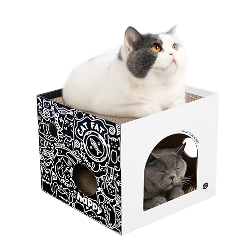 Doppelschichtiges Katzenhaus aus Karton mit eingebautem Katzenkratzpad – ideal für Hauskatzen in ihrem gemütlichen Kartonhaus Doppelschichtiges Katzenhaus aus Karton mit eingebautem Katzenkratzpad – ideal für Hauskatzen in ihrem gemütlichen Kartonhaus von HUAMWM