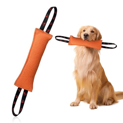 HUANR Beisswurst für Hunde, 30 cm Hunde Zerrspielzeug, mit 2 Ringen, Orange Beißkissen Hund, Beißwurst Hund, für Interaktive Spiele mit Hunden HUANR Beisswurst für Hunde, 30 cm Hunde Zerrspielzeug, mit 2 Ringen, Orange Beißkissen Hund, Beißwurst Hund, für Interaktive Spiele mit Hunden von HUANR