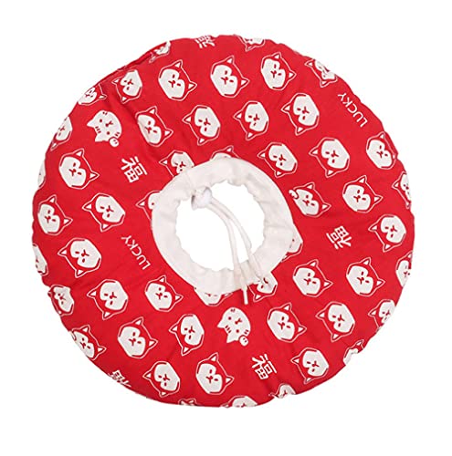 Bedrucktes Hundehalsband aus weicher Baumwolle Hund Katze Verstellbarer Halsring Schutzhalsband,rot,S von HUANSUN