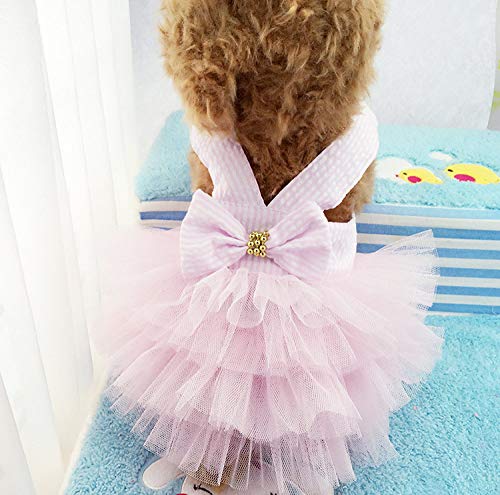 Bogen Hochzeitskleid für Hund Haustier Frühlingsmode Hundebekleidung mit kleinen Hunden Haustierkleidung für Rock Puppy Princess Teddy, Kleid und Haarspange5,XL von HUANSUN