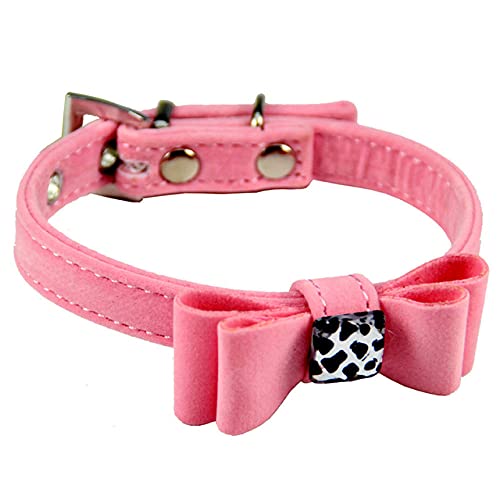 Bowknot Katze Hundehalsband Samt Leopardenmuster Verstellbare Halsbänder Kätzchen Welpen Haustierhalsbänder Haustierzubehör Rot Rosa Schwarz Lila,Rosa,M von HUANSUN