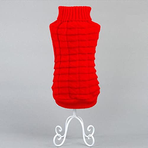 Classic Solid Puppy Dog Sweater Winter Warme Kleidung für kleine Hunde Kostüm Chihuahua Mantel Stricken Häkeltuch Jersey,rot,M von HUANSUN