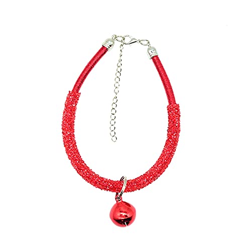 Diamant Katzenhalskette mit Glocke Mode Strass Katzenhalsband Niedliches Fancy Kitten Puppy Haustierhalsband für kleine Katzen Zubehör,Rot,S von HUANSUN