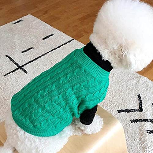 Einfarbig Haustier Hundebekleidung Winter Hundepullover Warme Baumwolle Für Welpen Kleine Mittelgroße Hunde Sweatshirt Jacke,grün,XL von HUANSUN
