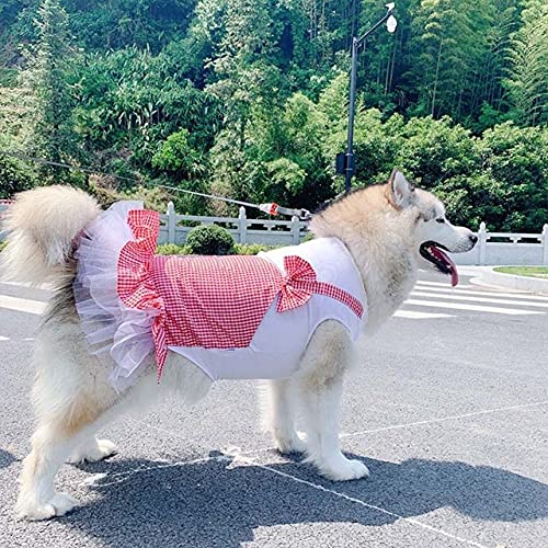 Frühling Haustier Kleidung Plaid Welpen Hund Kleid Prinzessin Hunde Kostüm Große Hunde Kleidung Für Hund,rot,6XL von HUANSUN