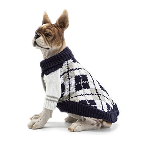 Gestrickter Haustier Pullover Warmer Hund Sweatshirt Winterkleidung Strick Outfit für kleine mittelgroße Hunde Katze Kätzchen Welpen Bekleidung,Marine,XL von HUANSUN