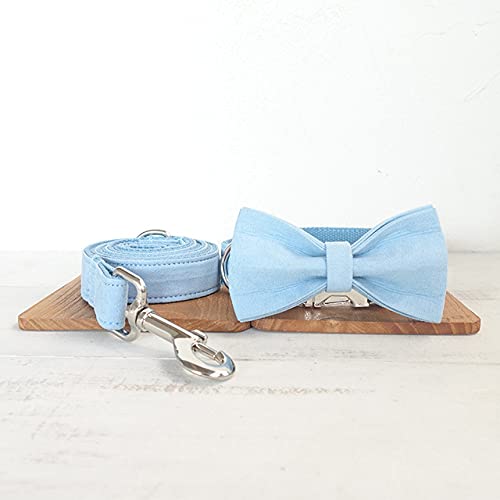 Halsband Halsband Poly Satin und Nylon blau 5Größen Hundehalsband und Leine,Fliege Halsband Leine,xs von HUANSUN