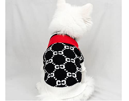 Haustier Hund Strickjacke Pullover Mantel Mit Knopf Herbst Winter Hunde Kleidung Katze Strickwaren,Schwarz,M von NC