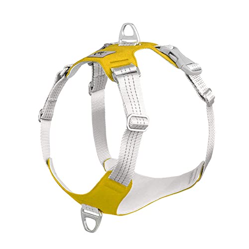 Haustier-Hundegeschirr No Pull Reflektierendes, weiches, atmungsaktives Hundegeschirr für kleine mittelgroße Hunde Nylon-Haustier-Trainingsgeschirr verstellbar,gelb,L Brustumfang 50,65cm von HUANSUN