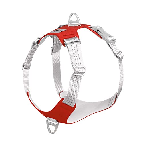 Haustier-Hundegeschirr No Pull Reflektierendes weiches atmungsaktives Hundegeschirr für kleine mittelgroße Hunde Nylon-Haustier-Trainingsgeschirr verstellbar,rot,XL Brustumfang 62,83cm von HUANSUN