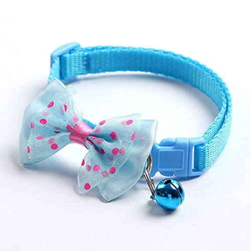 Haustier Katzenhalsband mit Glocke Schöne Schleife Katze Hundehalsband Halsband Verstellbare Schnalle Kätzchen Welpen Haustier Tierzubehör,Himmelblau von HUANSUN