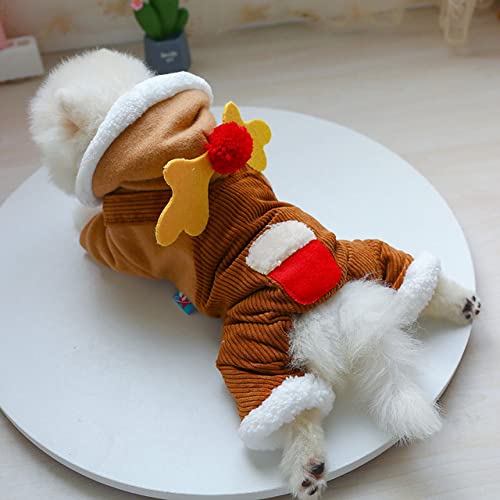 Herbst und Winter Plus Baumwolle Haustierkleidung Cartoon Kleidung Welpen Overall Kleine Hunde,Elch,XL 6.5,8KG von HUANSUN