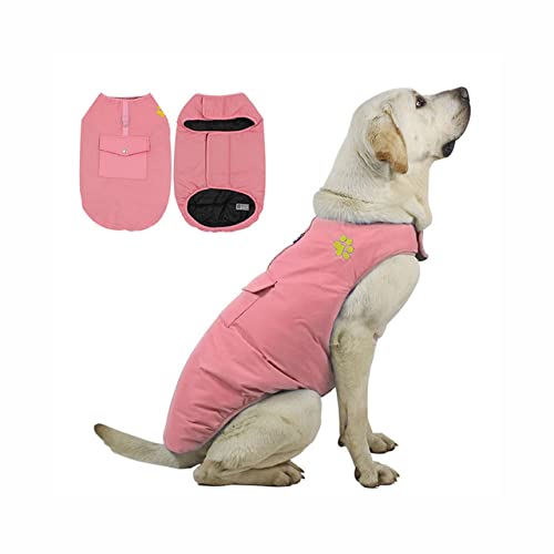 Hundebekleidung Haustier Hundebekleidung Baumwollweste Hund Baumwollgeschirr Kleidung Doppelseitig tragbar warm 6 Farben,Rosa,4XL von HUANSUN