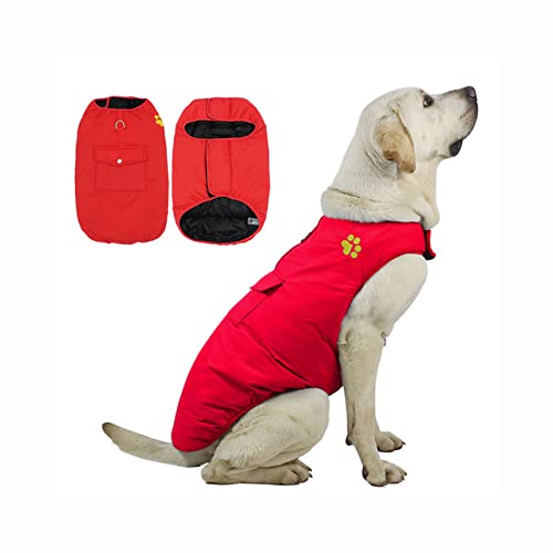 Hundebekleidung Haustier Hundebekleidung Baumwollweste Hund Baumwollgeschirr Kleidung Doppelseitig tragbar warm 6 Farben,rot,3XL von HUANSUN