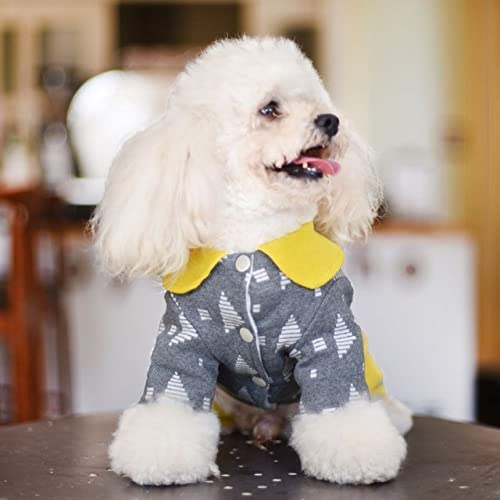 Hundebekleidung Herbst und Winter Baumwolle gefütterte Kleidung Hosenträger vierbeinige süße gelbe Welpenkleidung Teddy Haustierkleidung,grau,XL von HUANSUN