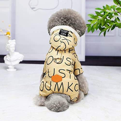 Hundebekleidung Winter Haustier Kapuzen Baumwolljacke Mantel Warme Weiche Parkas Cosy Traction Dog Daunen Vierbeiner Heimtierbedarf Zubehör,Khaki,XXL von HUANSUN