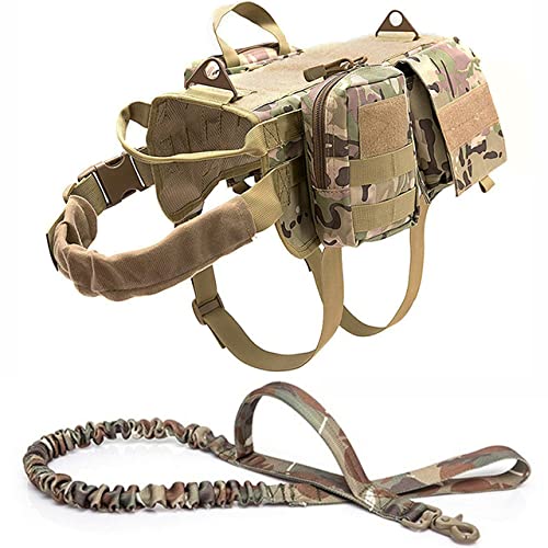 Hundegeschirr No Pull Pet Harness Weste für mittelgroße Hunde Training Wandern Hundegeschirr mit Taschen,Anzug und Seil,XL von HUANSUN