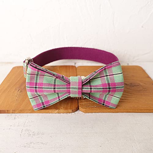 Hundehalsband Purple Mint Plaid Poly Satin und Nylon   5 Größen Hundehalsband,Hundehalsband Fliege,S von HUANSUN