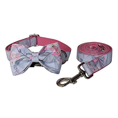 Hundehalsband Reflektierendes Nylon SL Hundehalsband Leine Set,Kragenleine Fliege,M von HUANSUN