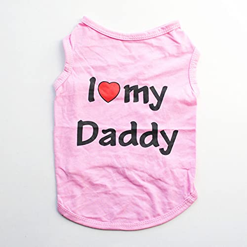 I Love My Daddy Mommy Hundeweste Sommer Haustier Hundebekleidung für kleine Hunde Haustiere Kleidung Katzenbekleidung für Hunde Shirt,2,S von NC