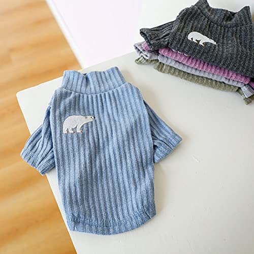Katze Hundebekleidung Warmer   Pullover für kleine Haustierkleidung Polyester-Hemd Teddy Bichon Kleidung XS-XL,Blau,L von HUANSUN