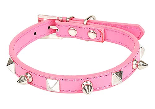 Kleine Hundehalsbänder Welpenhalskette Stachelniete für Haustiere Halsbänder Zubehör Katzenbedarf,Rose Rot,xs von HUANSUN
