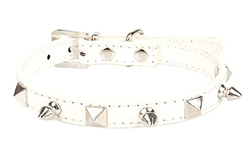Kleine Hundehalsbänder Welpenhalskette Stachelniete für Haustiere Halsbänder Zubehör Katzenbedarf,Weiß,S von HUANSUN