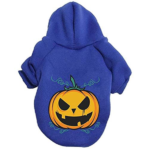 Kürbis Hundepullover Haustierkleidung Hoodie Golden Retriever Teddy Hundekostüm Herbst- und Winterkleidung,Blau,M von HUANSUN