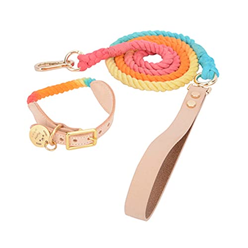 Leder Hundehalsband Rainbow Woven Cotton Traction Rope Small Medium Large Card Hunde und Katzen,als Bild16,XL von HUANSUN