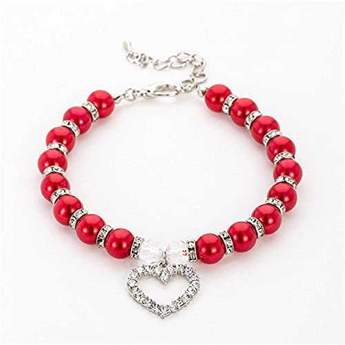Nachahmung Perle Strass Anhänger Süße Hundehalskette Hundehalsband Zubehör Schmuck Halskette für kleine Hunde Große Hundekatzen,rot,S Nachahmung Perle Strass Anhänger Süße Hundehalskette Hundehalsband Zubehör Schmuck Halskette für kleine Hunde Große Hundekatzen,rot,S von HUANSUN