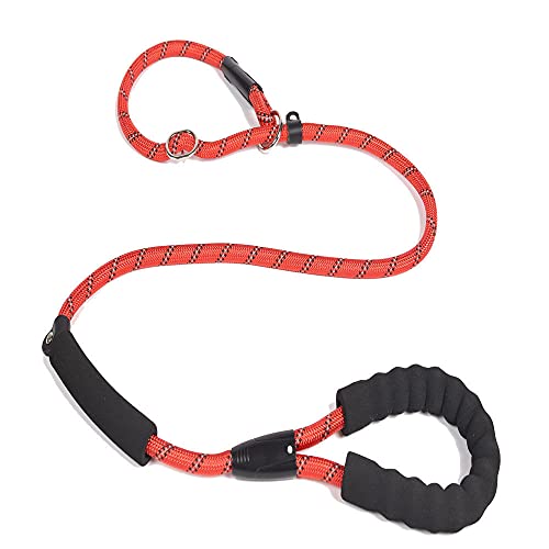 Nylon Pet Leash Outdoor Reflektierende Hundeleinen Doppelgriff Seil P Style Verstellbarer Kragen Gürtel Für Kleine Große Hunde,rot,M 0.8CM von HUANSUN