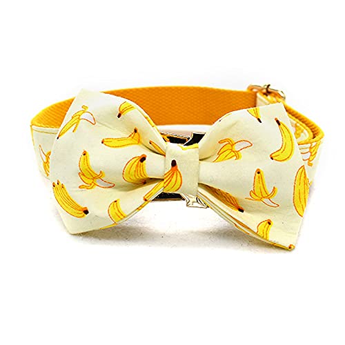 Nylon personalisierte Banana Bow Hundehalsband Leine Zugseil für kleine große verstellbare Haustiergurte ,Bogenhalsband,L von HUANSUN