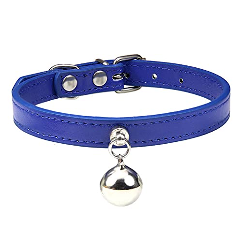 Personalisierte Katzenhalsband mit Glocke verstellbare Leder Kätzchen Halskette für Katzen Welpen Halsband,Marineblau Katzenhalsband,S1 von HUANSUN