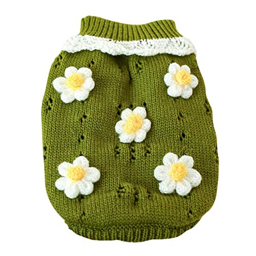 Pet Cute Sweater Classic Flowers Blühende 2-beinige Strickkleidung für kaltes Wetter Kleine mittlere Hundekatze,G,S von HUANSUN